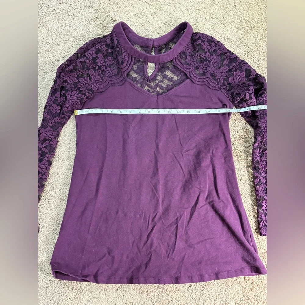 Torrid Deep Purple Lace Sleeve Blouse - Picture 3 of 4